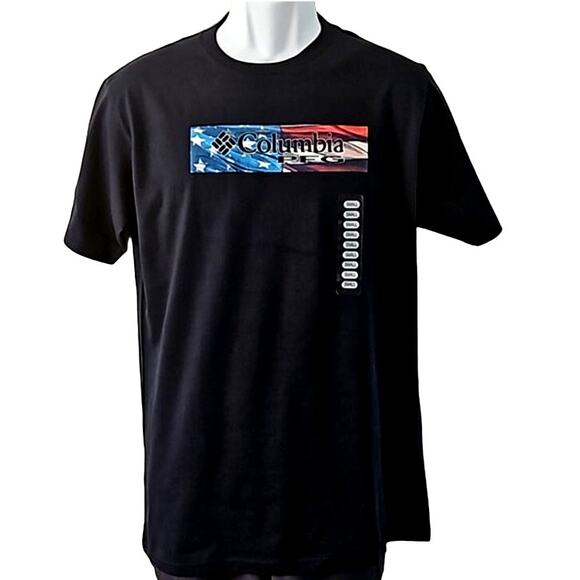 Columbia PFG Men's American Flag Fishing Graphic Tee Shirt Navy Size Small NWT - Picture 2 of 6